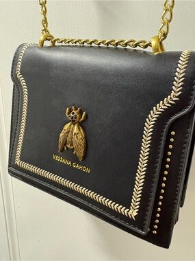 Embroidered metallic bug crossbody